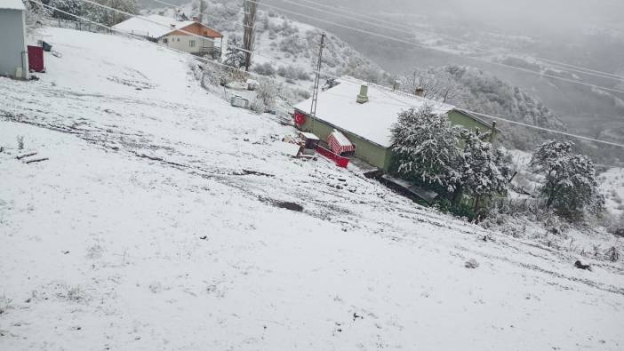 Posof ilçe merkezi Ulgar Dağı beyaza büründü