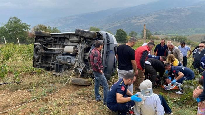 Tokat'ta ters dönen otomobilden sağ kurtuldular