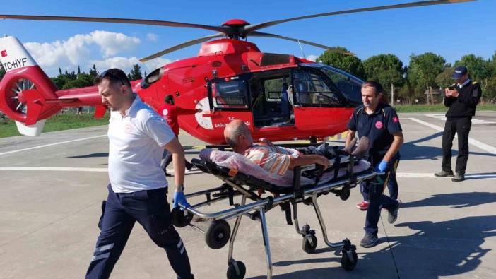 Kalp krizi geçirdi, ambulans helikopter imdadına yetişti