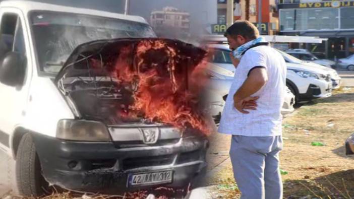 Sürücünün korkulu anları: Kamyonet kontakla birlikte alev aldı