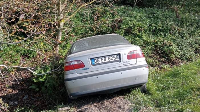 Otomobilini mıcıra kaptırdı. Ağaçlık alana savruldu