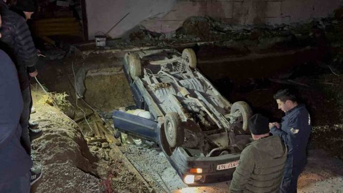 Yolu fark etmeyip şantiyeye daldı tepe taklak oldu. 1 yaralı