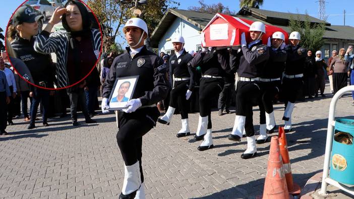 Eşini polis selamıyla uğurladı