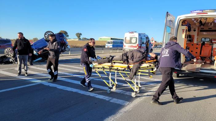 Edirne’de kazaya bakan sürücü kaza yaptı