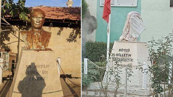 İzmir’de Atatürk büstlerine çirkin saldırılar: Çuval geçirip, dışkı sürdüler!