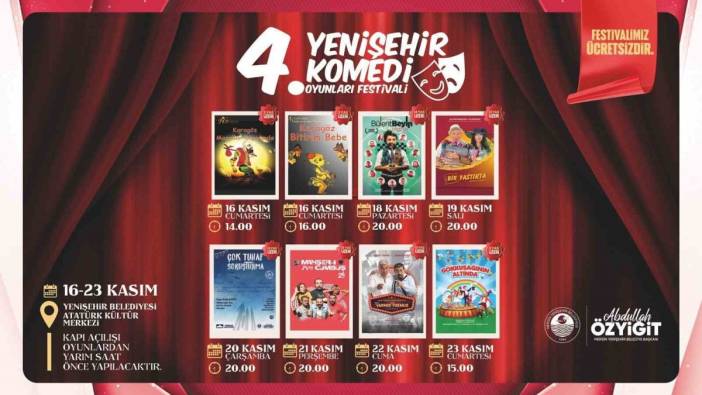 4. Yenişehir Komedi Oyunları Festivali ne zaman başlıyor?