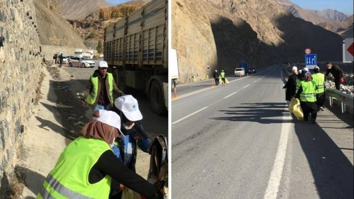 Hakkari-Van kara yolu çöplerden arındırıldı