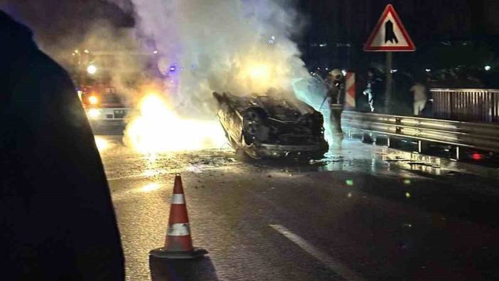 Ankara’da takla atan araç alevlere teslim oldu! 2 yaralı