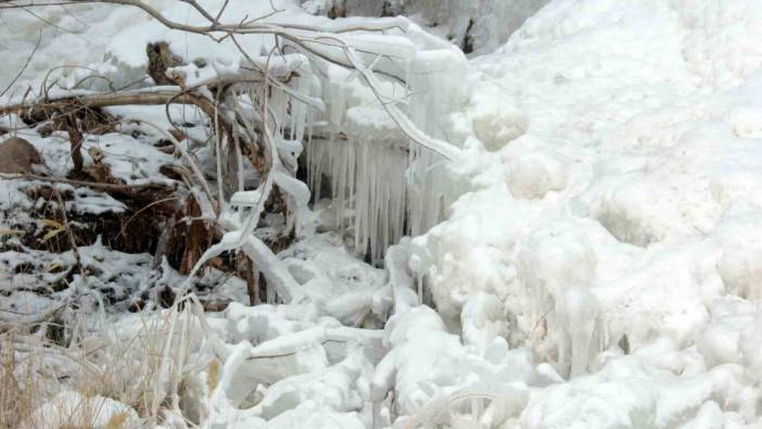 Eksi 20 dereceyi gören Erzincan’da dereler buz tuttu