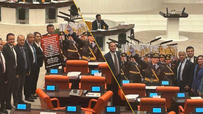 CHP'li vekillerden Meclis'te Teğmenler protestosu! Pankart açıp yemin ettiler