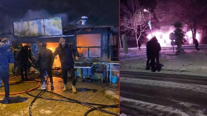 Gümüşhane'de karayolu kenarındaki gözleme evi alev alev yandı