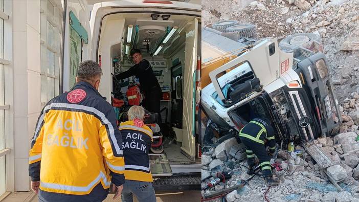 Hafriyat yüklü kamyon devrildi: Sürücü altında kaldı