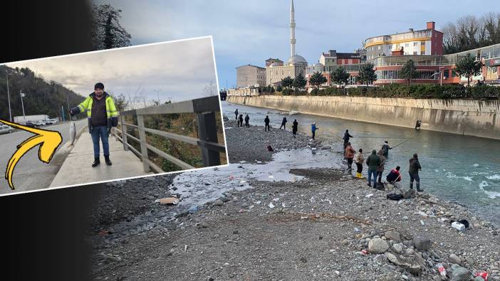 Artvin’de balık kafesi yırtıldı: Vatandaşlar balık tutmak için dereye koştu