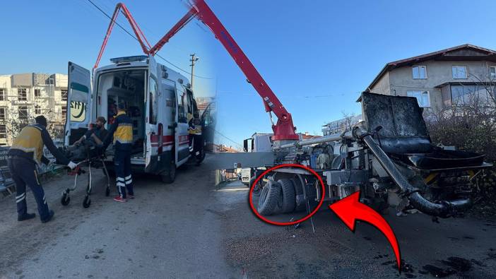 İzmit'te vinç lastiği bomba gibi patladı: İki işçi hastanelik oldu