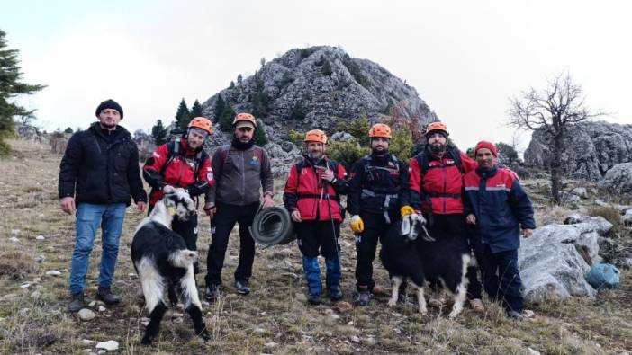 Konya'da sarp kayalıklarda keçi kurtarma operasyonu