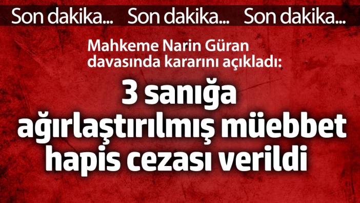 Narin Güran davasında karar açıklandı: 3 sanığa ağırlaştırılmış müebbet hapis cezası verildi