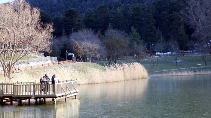 Bolu Gölcük Tabiat Parkı'ndaki göl buz tuttu