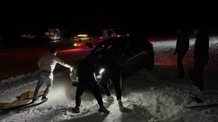 Drift için Erciyes'e çıktı, cipiyle kara saplandı