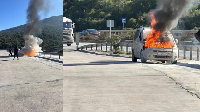 Sürücü canını zor kurtardı! Otomobil alev aldı