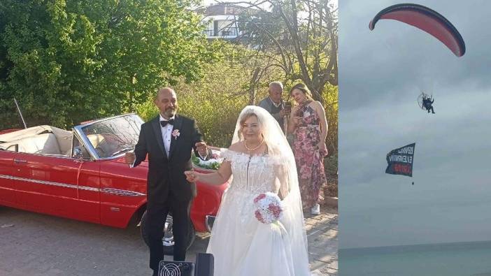 Denizli’de iş dünyasını buluşturan düğün! Evlilik teklifini planörle yapmıştı