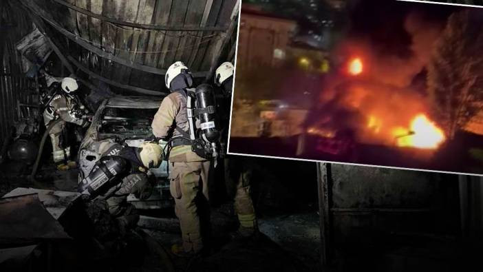 İstanbul'da feci yangın: Oto tamirhanede tüm araçlar cayır cayır yandı!