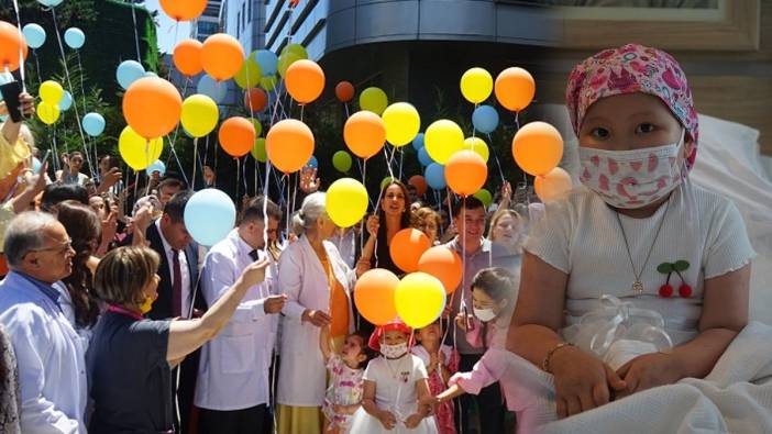 Kanser hastalığına yakalanmıştı Türkiye’de şifa buldu!  Küçük Zeine balonlarla Kazakistan’a uğurlandı