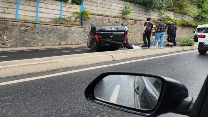 Refüje çarptı takla attı! Ters dönen araçtan mucize kurtuluş: Sarıyer’de feci kaza