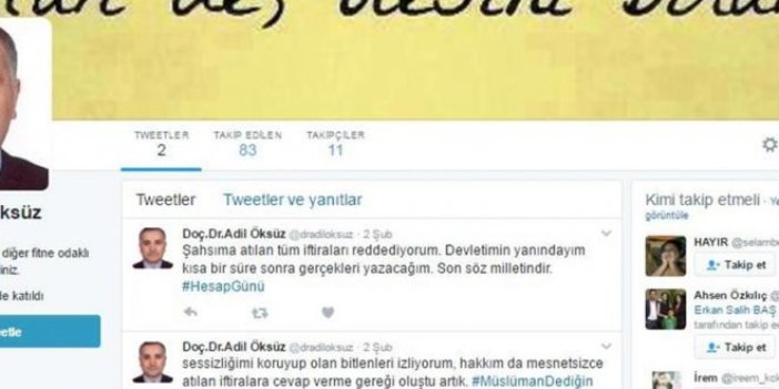Adil Öksüz adına Twitter hesabı açıldı