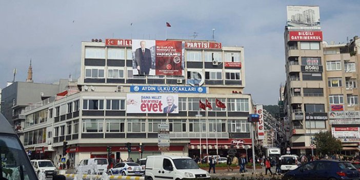 MHP ve Ülkü Ocakları binasında Binali Yıldırım pankartı!