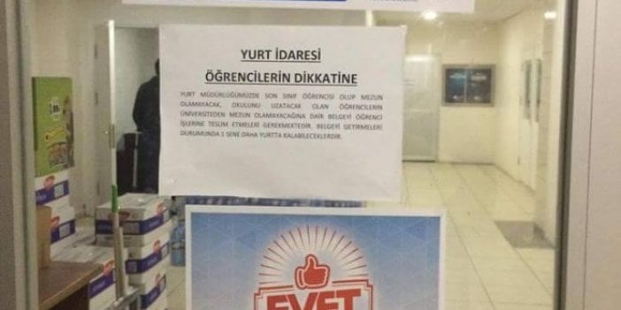 Devlet yurdu yönetiminden 'Evet' propagandası!