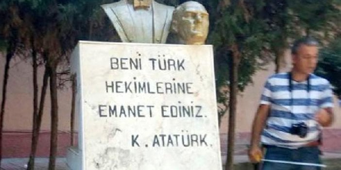 Mersin'de Atatürk büstüne çirkin saldırı