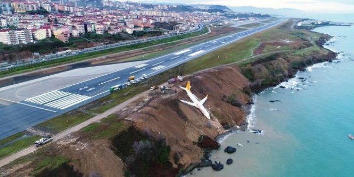 Trabzon’da iniş yapan uçak pistten çıktı