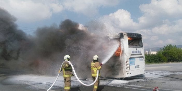 Balıkesir’de yolcu otobüsü alev aldı