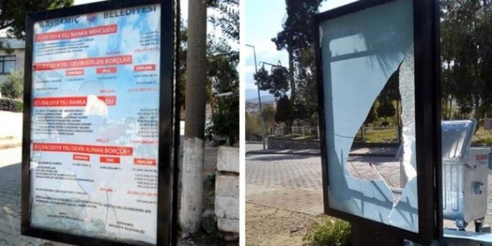 AKP'den kalan borçların asıldığı billboardlara saldırı