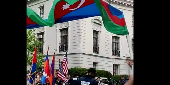 Ermenilerin arasından Azerbaycan bayrağı ile geçti!