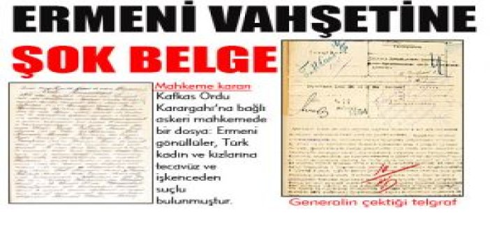 Ermeni vahşetine şok belge