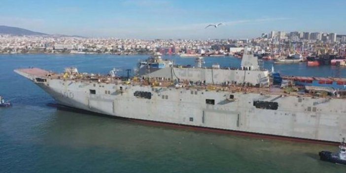 Türkiye'nin ilk uçak gemisi 'TCG Anadolu'da çalışmalar hız kesmeden sürüyor