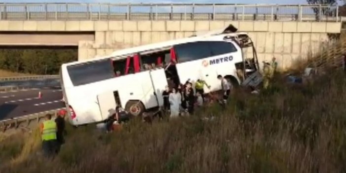 Kuzey Marmara Otoyolu'nda otobüs yoldan çıktı