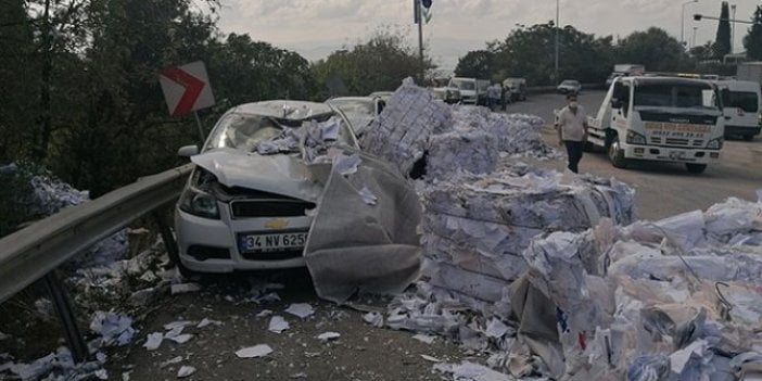 Kocaeli’de kamyonun freni boşaldı : 9 araç hasar gördü