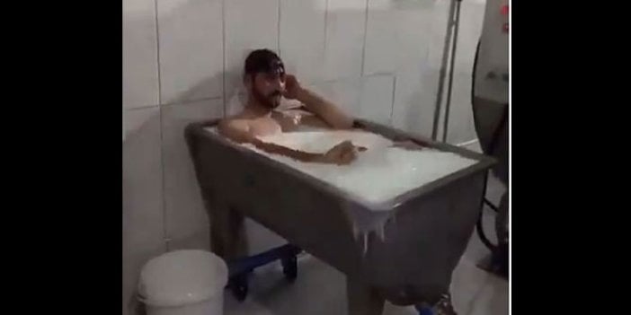 Konya'daki skandal görüntülere şoke eden savunma. Süt kazanında banyo yapmıştı