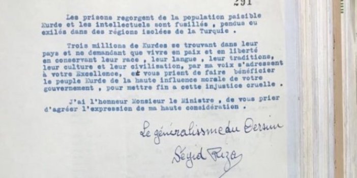 Murat Ağırel, isyancı Seyit Rıza'nın İngilizlerden yardım istediği mektubu paylaştı. İşte her şeyi özetleyen belge