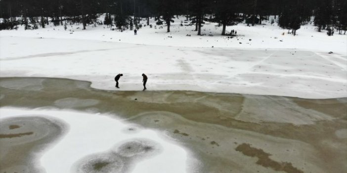 Muğla Gökçeova Göleti buz tuttu