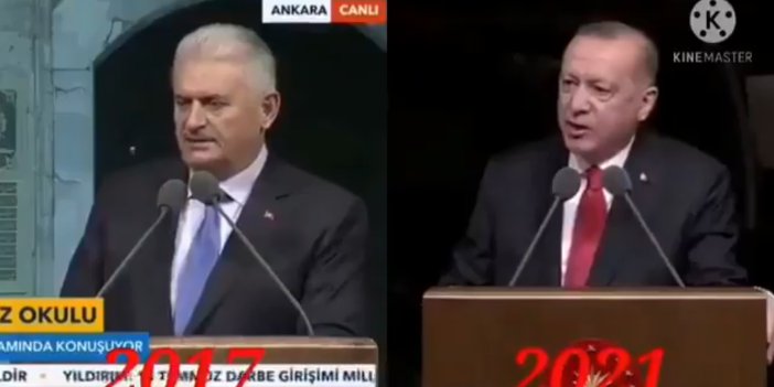Cumhurbaşkanı Erdoğan’ın konuşması Binali Yıldırım’ın 4 yıl önce yaptığı konuşmanın aynısı çıktı