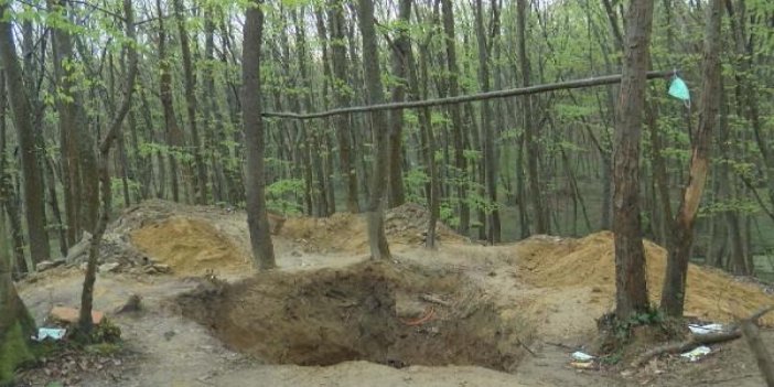 Belgrad Ormanı'nda define kazısı. Derinliği 'yok artık' dedirtti