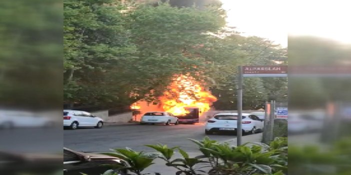 Sarıyer'de otobüs alev alev yandı