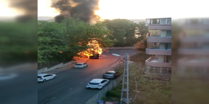 Sarıyer'de belediye otobüsü cadde ortasında alev alev yandı! Dakikalar içinde küle döndü