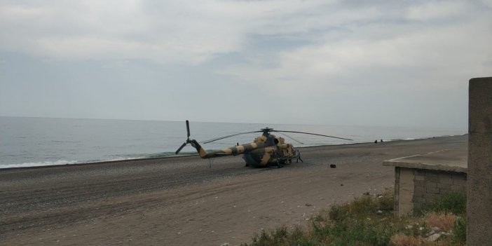 Askeri helikopter Giresun sahiline acil iniş yaptı