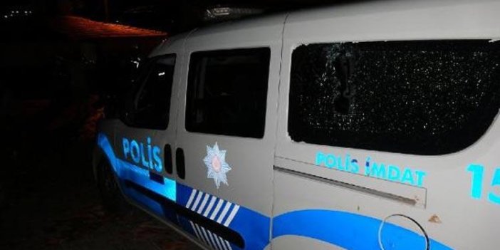 Kavga ihbarına giden polis aracına saldırı