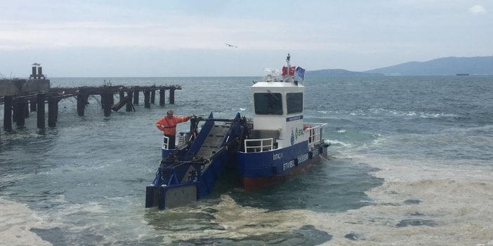 Kartal sahilleri deniz salyasından temizleniyor