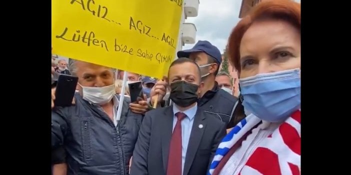 Akşener kıraathaneci bir esnafın pankartını İYİ Parti grup toplantısında çıkarmak için aldı